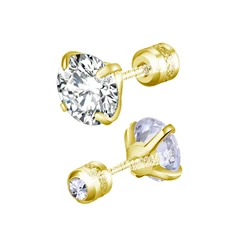 Elegant Titanium Steel Stud Earrings for All Genders with CZ Zircon in Four Stunning Colors (Size 5 MM)