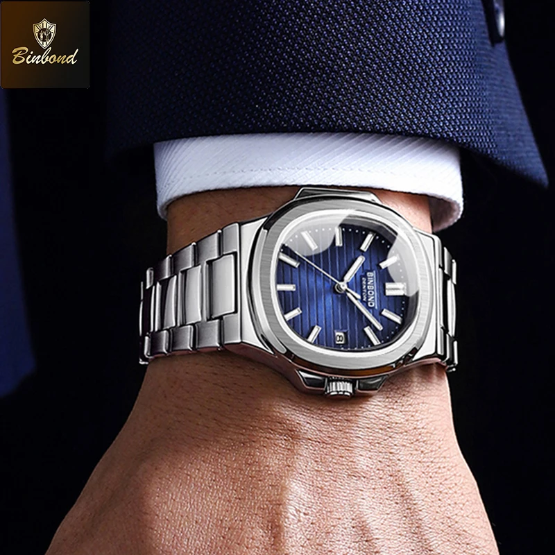 BINBONG B1885 Luxury Business Men Quartz Wristwatch 30M Waterproof Luminous Stainless Strap Men's Watches Relogio Masculino 3