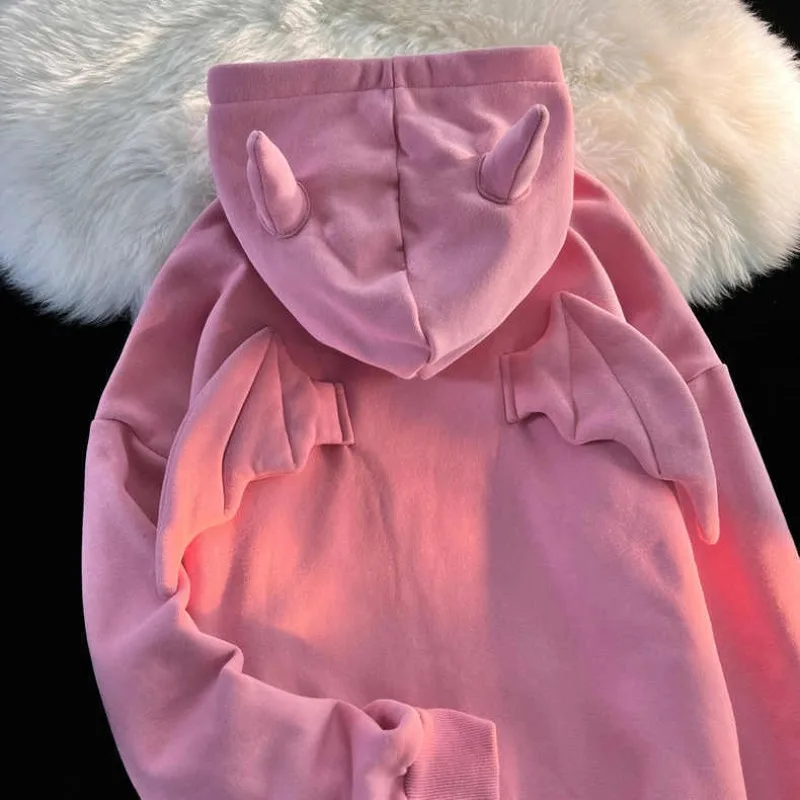 

EBAIHUI Women Sweater 3D Decoration Hooded Sweaters Autumn Winter Loose Solid Color Sweatershirt Couple Pullover Tops