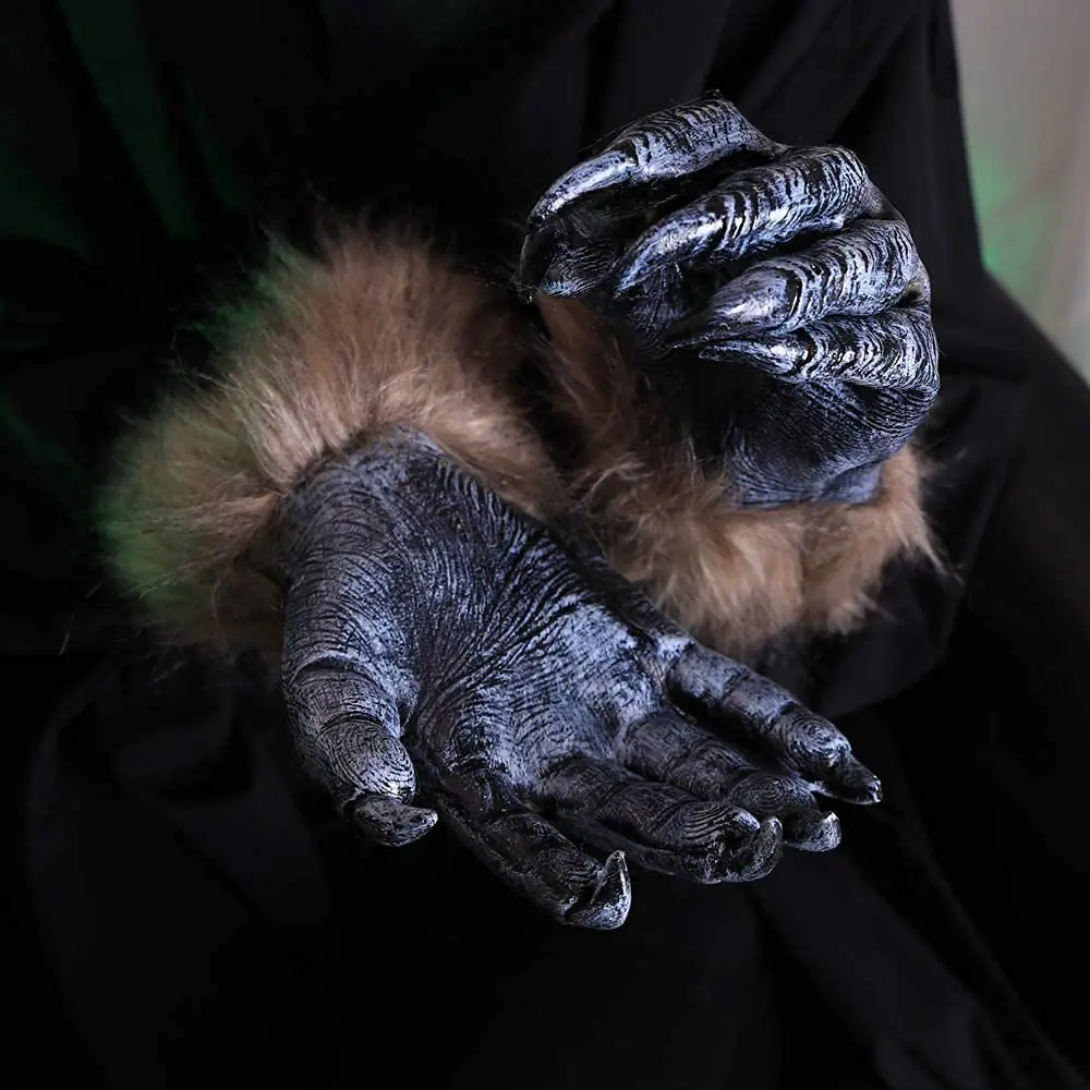 

Halloween Wolf Claws Gloves Latex Wolf Gloves Mascot Accessories Animals Paw Party Props for Cosplay Costume Party Gray Claws