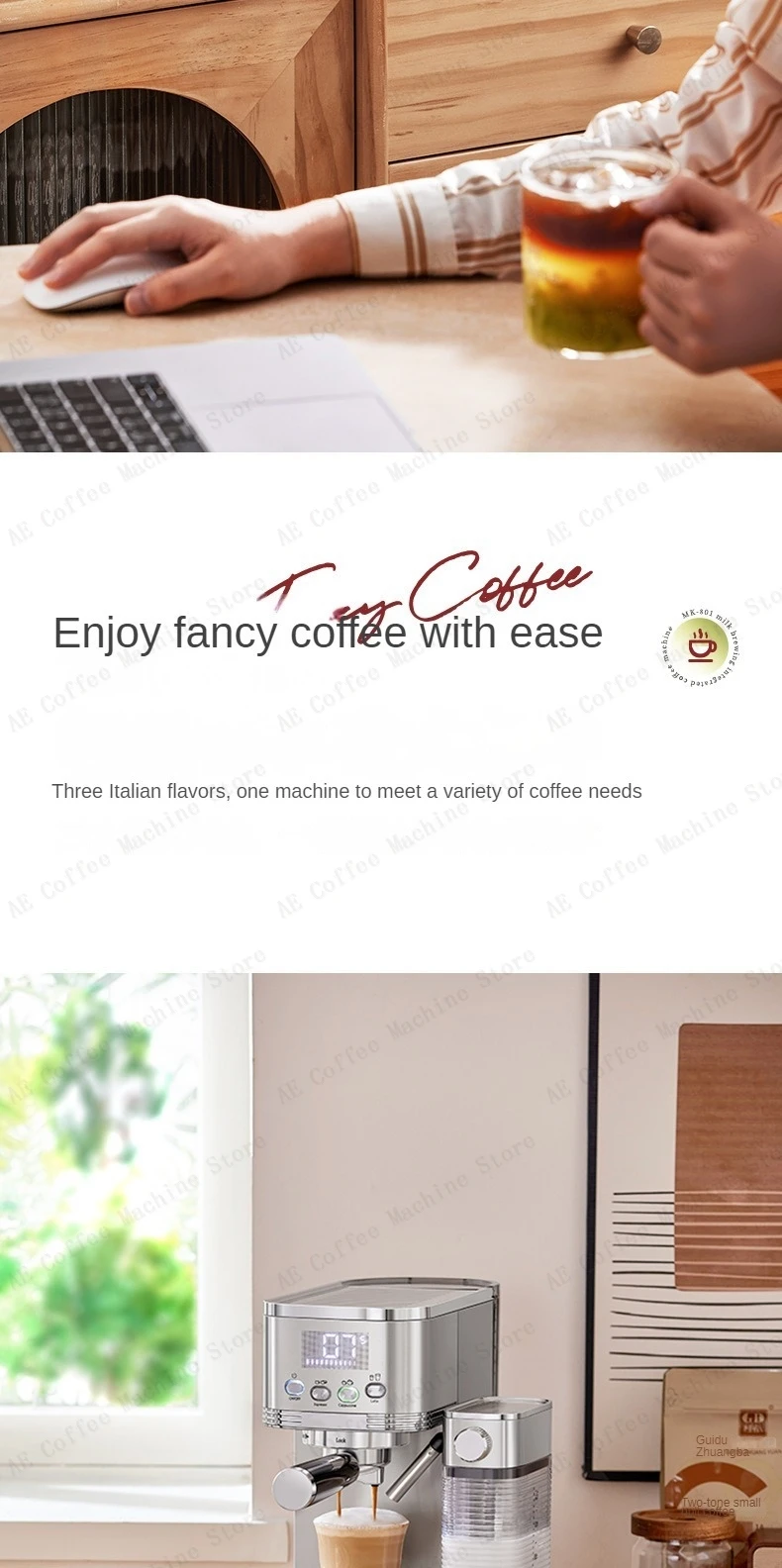 Description Picture 5 of itemAutomatic Coffee and Milk Frother All-in-one Machine 20bar Household Small Espresso Coffee Machine Multi-function Coffee Maker