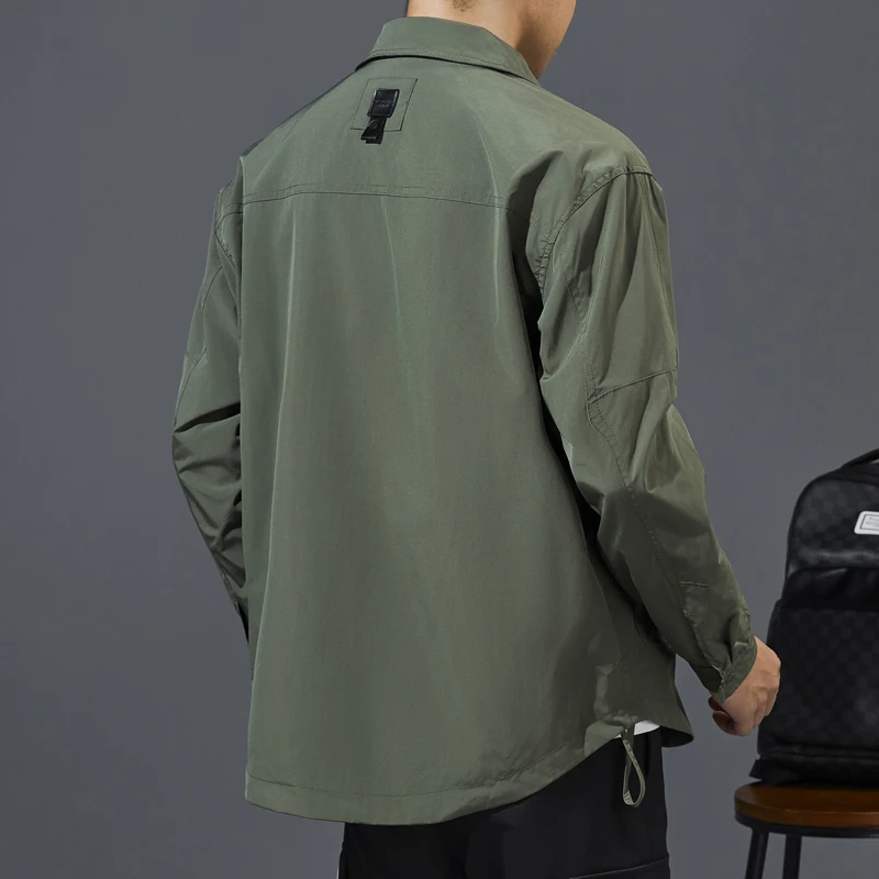 New Cargo Jacket Men Autumn Spring Shirt Fashion Casual Solid Man Coat Outwear Windbreaker Chaqueta Men's Clothing Top 6