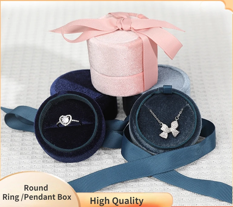 

Round Corduroy Jewelry Box Earrings Ring Pendant Bracelet Gift Box Jewelry Storage Box Wholesale
