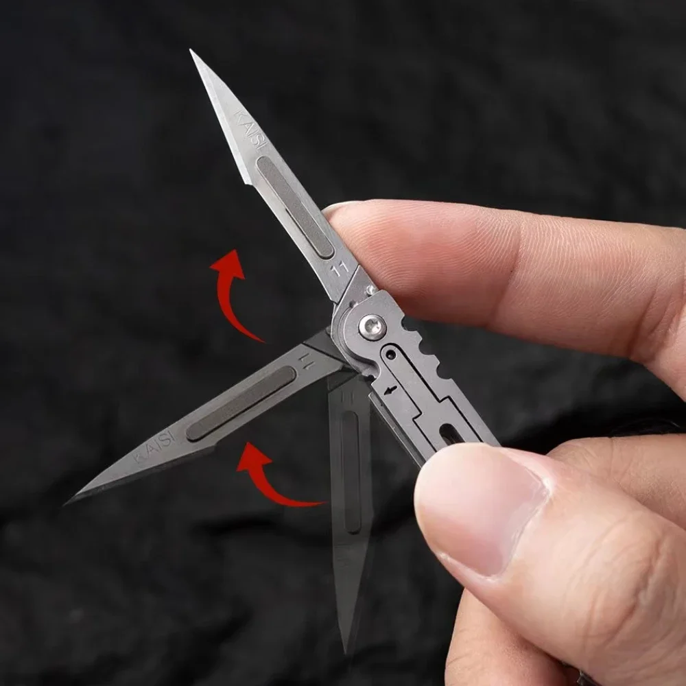 Portable Mini Folding Unboxing Knife High Hardness Sharp Surgical Knife Keychain Detachable Express Delivery Replaceable Blade 4