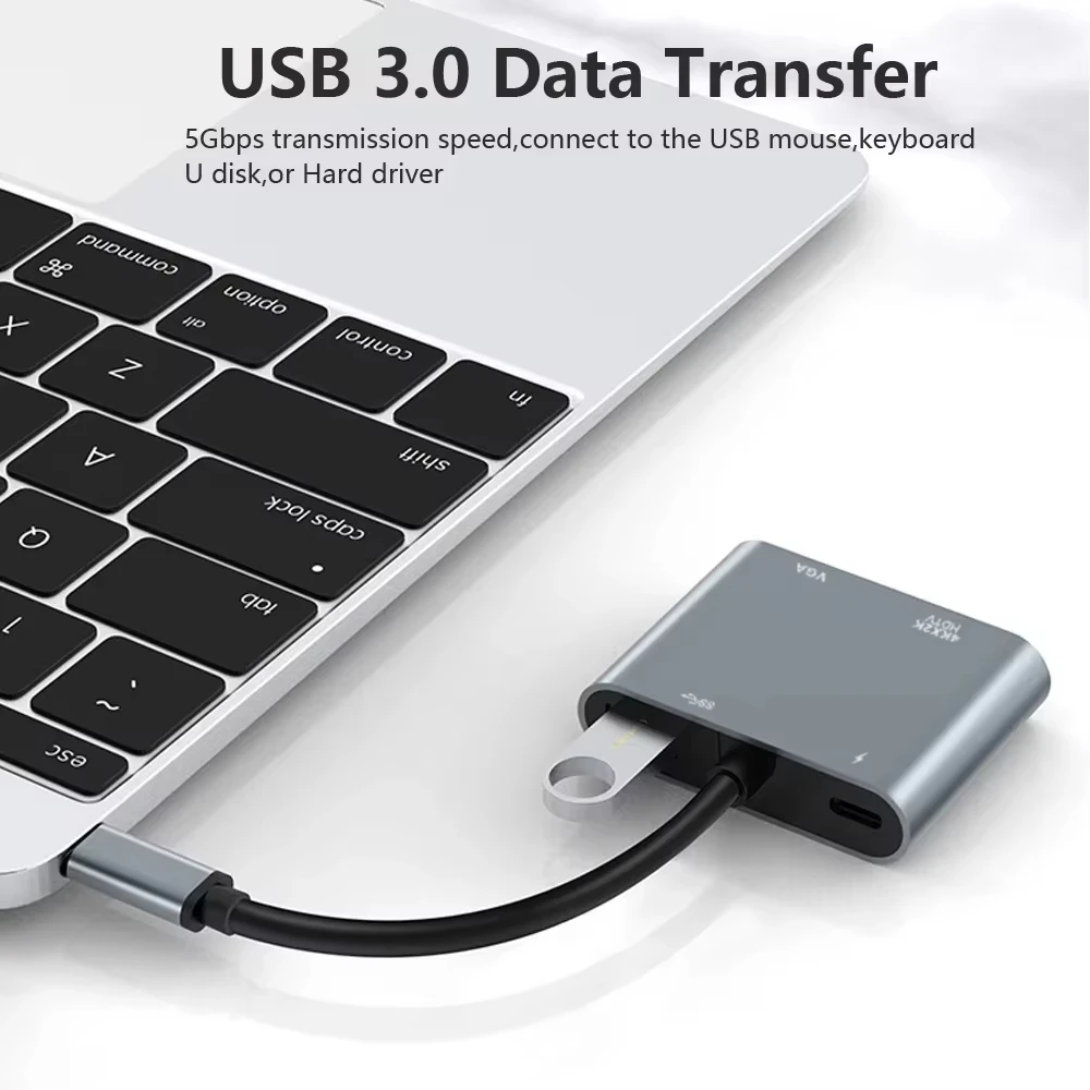 4-in-1 USB C ŷ ̼ TYPE-C-VGA HDMI  USBC  3.0 PC Ʈ Macbook  5G  OTG  й PD