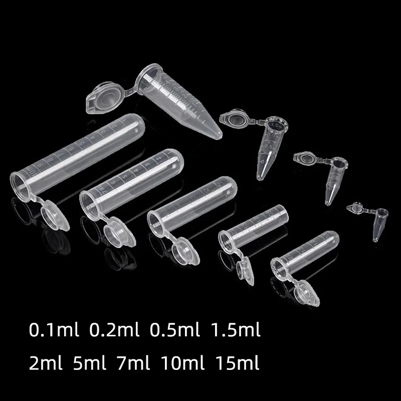 Plastic Centrifuge Tube EP Test Tube 0.1 0.2 0.5 1.5 2 5 7 10 15ml PCR for Virus Samples School Experiment