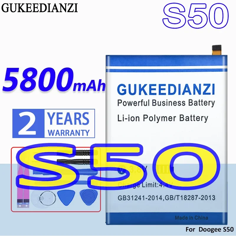 

High Capacity GUKEEDIANZI Battery S 50 5800mAh for Doogee S50 battery Batteries