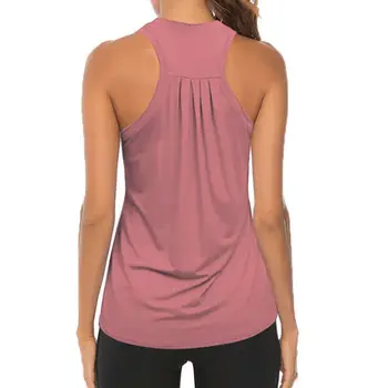 Sleeveless Racerback Yoga Vest Athletic Fitness Sport Tank Tops Gym Running Training Yoga Shirts Workout Tops for Women 5