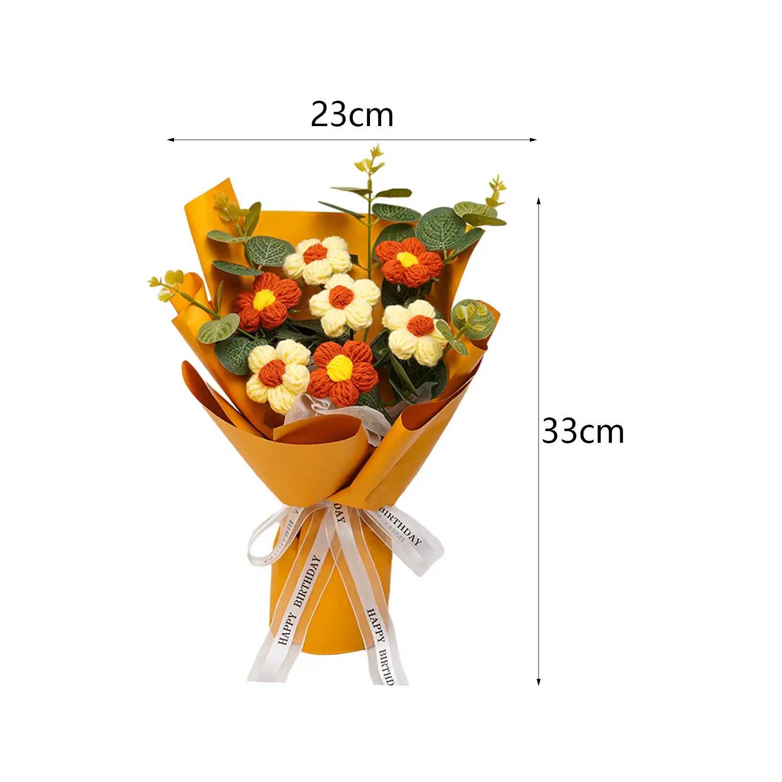 Crochet Flower Bouquet Mother Day Gift Versatile Floral Arrangements Hand Woven Bouquet for Desktop Party Wedding Home Gift