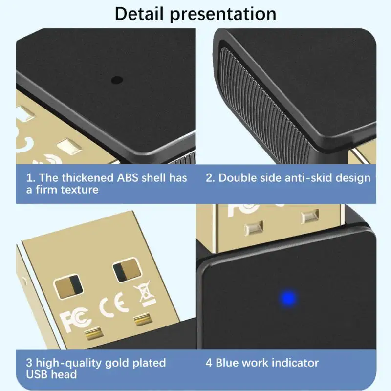 USB Bluetooth 5.3 5.0 Dongle Adapter For PC Speaker Wireless Mouse Earphone Keyboard Music Audio Receiver Transmitter