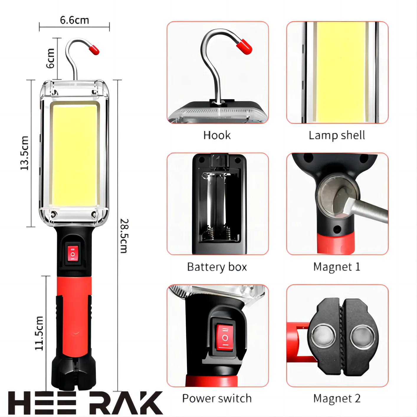 LED Flashlight 1pcs USB Rechargeable COB Work Light