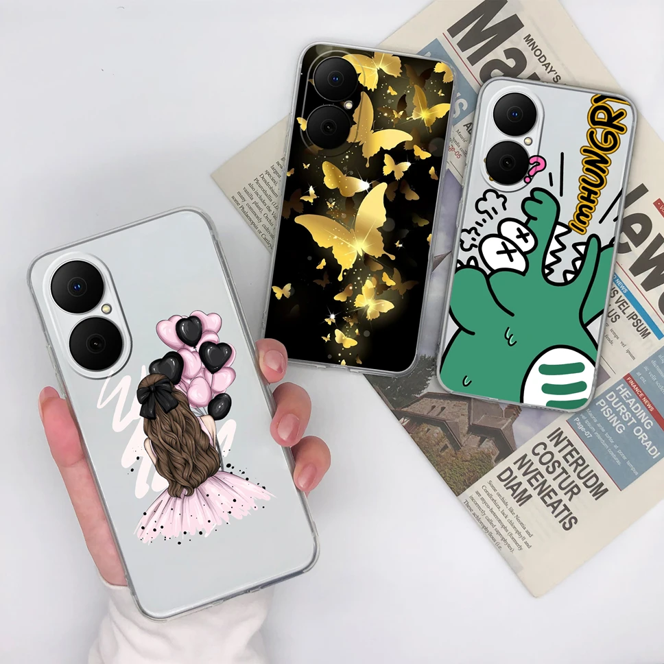 Lovely Flower Bear Transparent Soft TPU Case - Anti-Drop Silicone Back Cover