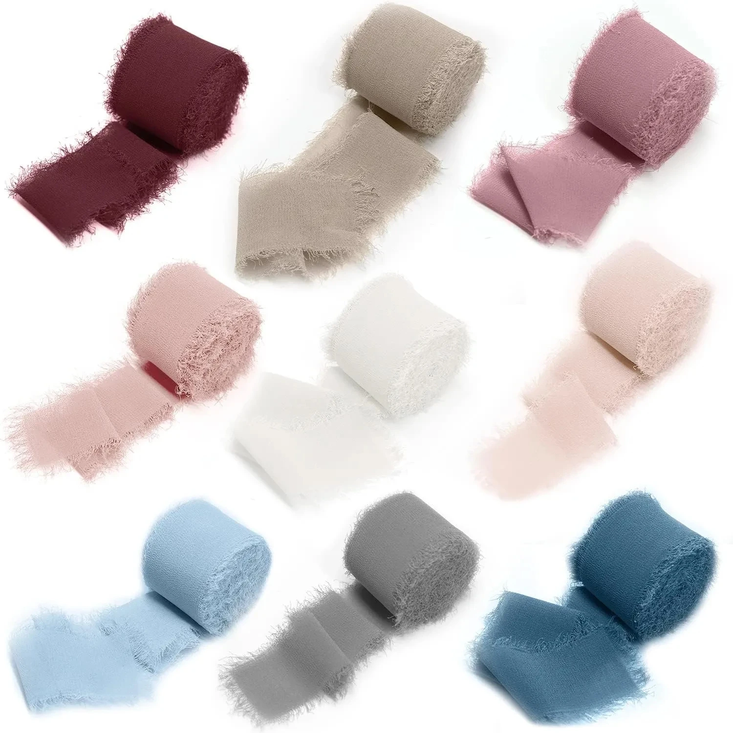 4CM*5M Handmade Frayed Edged Wrinkle Chiffon Silk Ribbon For Wedding Invitation Wrapping Decor Sheer Fringe Craft Bridal Bouquet ribbon decoration ribbon supplies chiffon silk ribbon