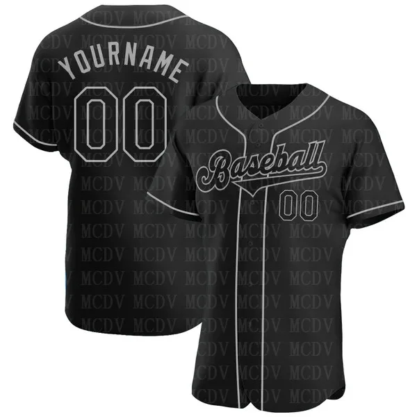 

Custom Black Black-Gray Authentic Baseball Jersey 3D Printed for Men and Women Shirt Casual Team Shirts Sport Unisex Tops