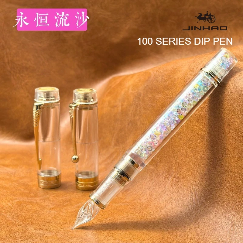 JINHAO 100 유리 딥펜 2026 수제 한정판 고급 연마 처리된 부드러운 필기용 문구 사무용품 학교 미술 용품