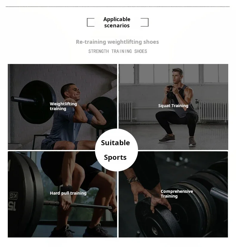 Description Picture 4 of itemProfessional Weightlifting Shoes for Men Women Hoop Loop Design Flat Bottom Suqte Power Training Indoor Sneakers Botas Boxeo