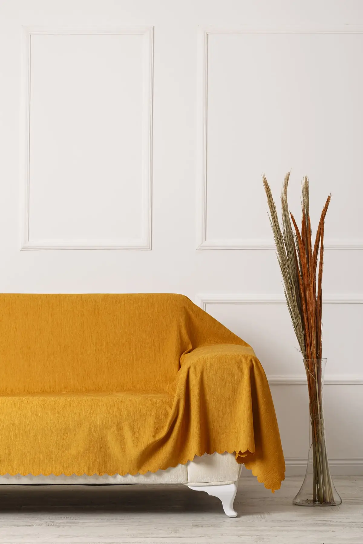 

Yellow Battal Size Double-sided Sofa Bed Seat Cover Shawl Cotton-Polyester 180x300 Salon Textile