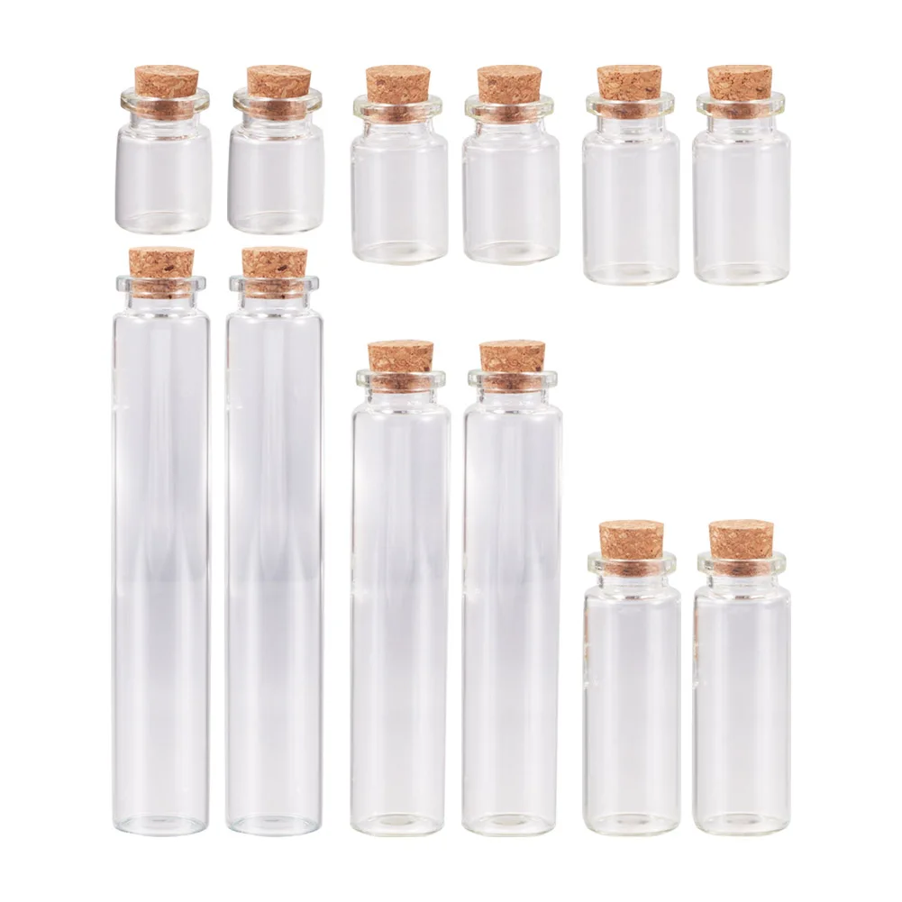 

12Pcs 5ml~30ml Glass Bottle Column Wishing Bottle with Cork Plug for DIY Bead Jewelry Storage Containers Making Tampion Gifts