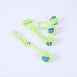 Interactive Cotton Rope and Ball Chew Toy for Dogs - Durable Pet Accessories (A 4Pcs)