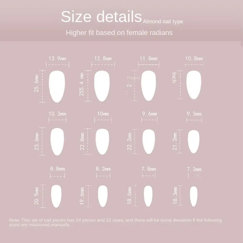 24pcs Diy Nail Tips Press On Nails Fake Nials Blue Flowers Eyes French Long Almond False Nails