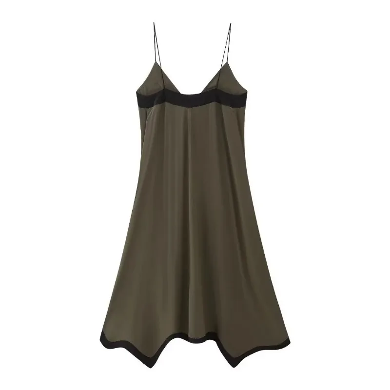 V Neck Backless Maxi Dresses For Women Color Block Slim Sexy Sundress Femme Street Fashion Party Temperament Dress Woman