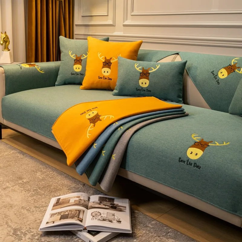 

Cotton And Linen Sofa Cover Universal Backrest Towel Cover Cloth Living Room Sofa Cover Non-Slip Cushion Non-Staining Hair