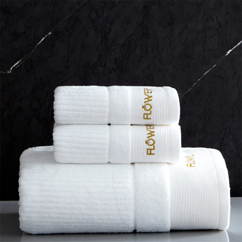 Luxury Cotton Towel Set Bundle , Face Bath Towels, Soft and Comfortable Solid White Grey, Hotel,Home Washcloth,
