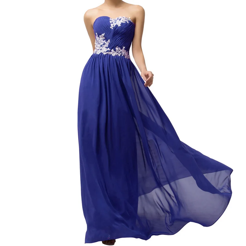 A Line Chiffon Beading Applique Pleat Strapless Bridesmaid Dresses Evening Wedding Party Formal Prom