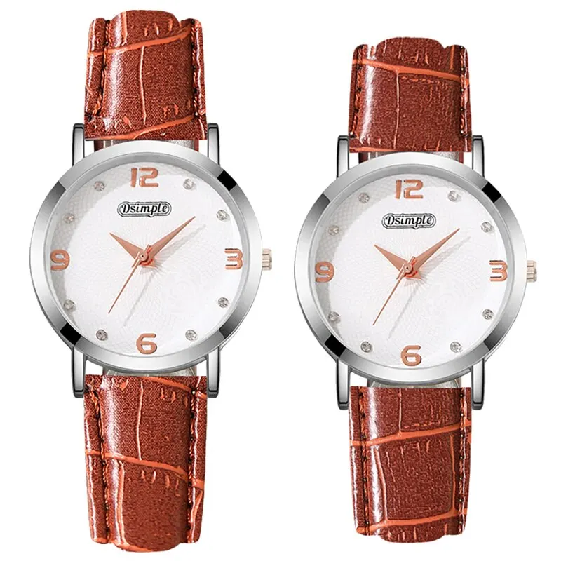 Quartz watch 2PCS fashion couple set men women leather