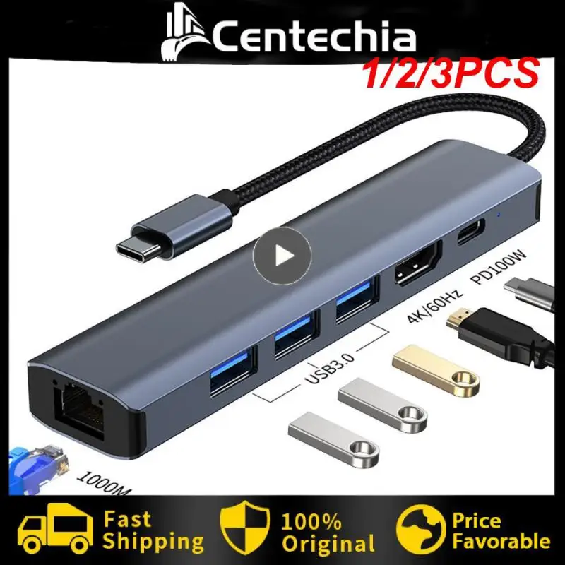 

Док-станция USB C 1/2/3 шт. в 1 с Gigabit 1000m Ethernet USB 3,0 4K 100 Вт PD