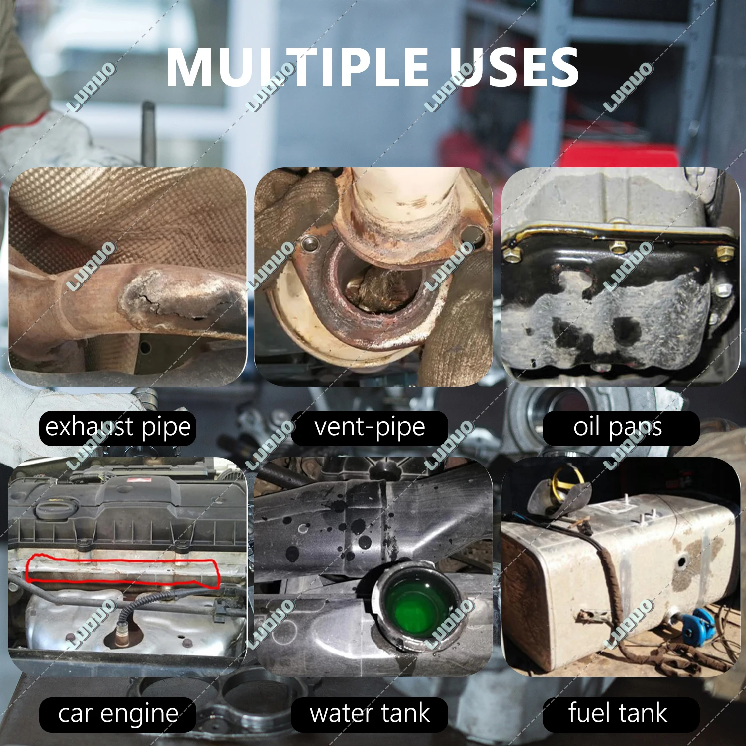 Car Exhaust Pipe Repair Glue Sealant High Temperature Pipe Repair Glue Sealant Leaks Plugging Air Repair Adhesive Filler 75g 6