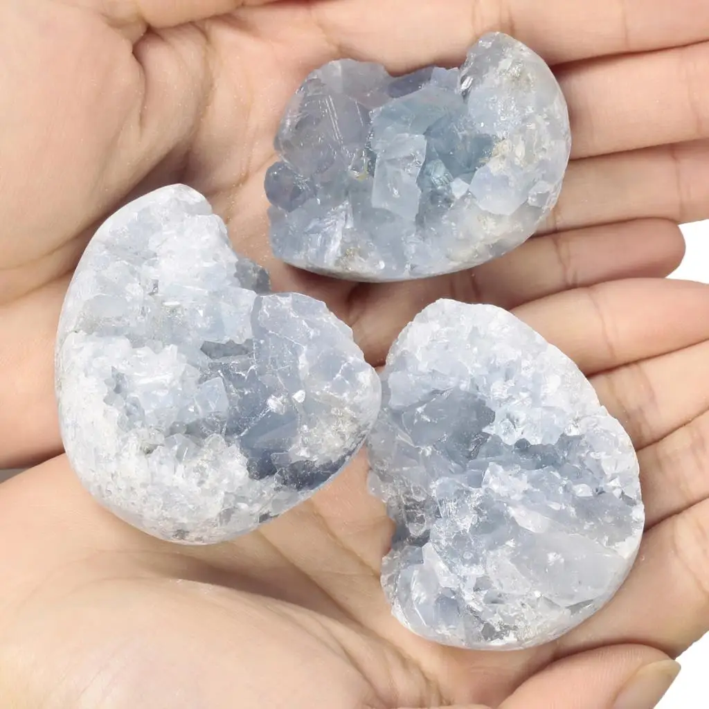 Natural Celestite Crystal Stone Cluster Reiki Healing Raw Mineral Specimen For Home Decoration Desktop Ornaments 75-150g
