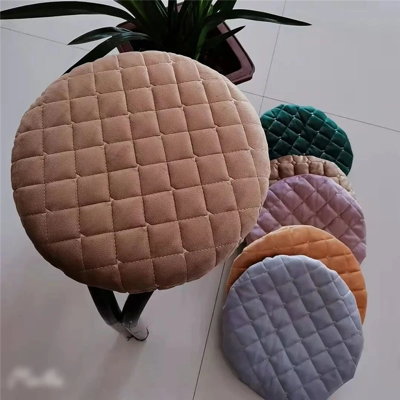 Solid Color Plush Round Chair Cover Home Dormitories Anti-skid Stool Mat All-season Universal Thicken Comfortable Stool Cushion 3