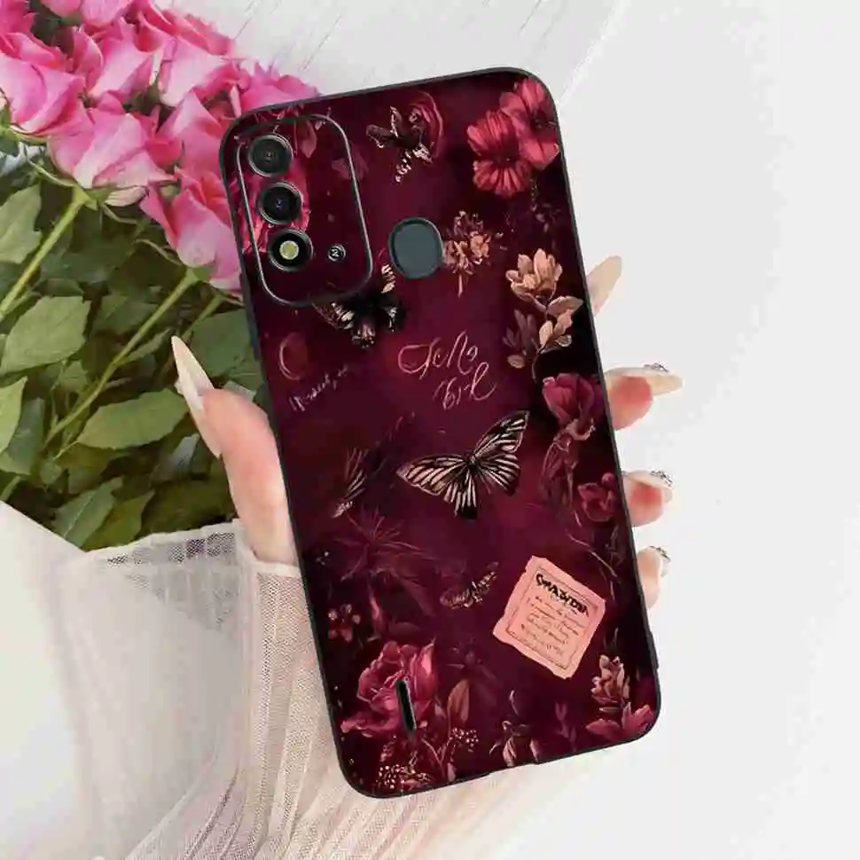 Colorful Cartoon Design Soft TPU Shockproof Black Phone Case Bumper Cover