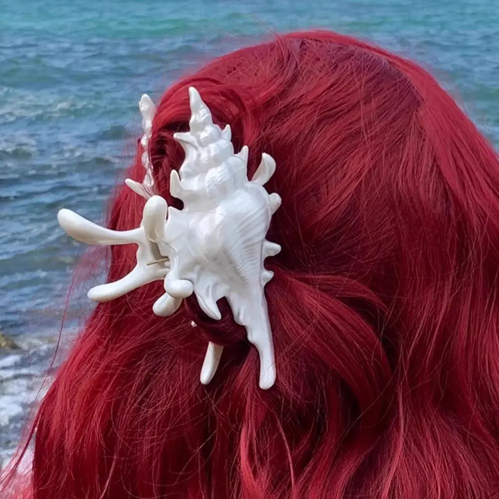 New Conch Hairpin Colorful Elegant Hair Claw Gift Shark Clip for Summer Beach