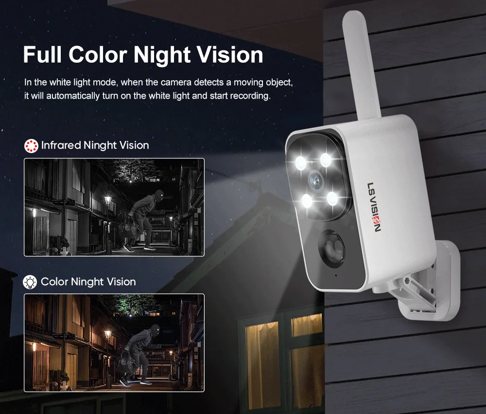 4G/WiFi Solar Security Battery Camera 2K Wireless Outdoor Battery Powered Cam Co