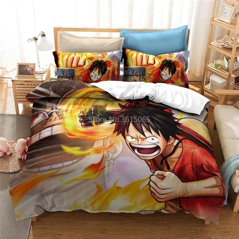 Japan Anime 3d ONE PIECE Printed Bedding Set Bedclothes Bed Linen Adult
