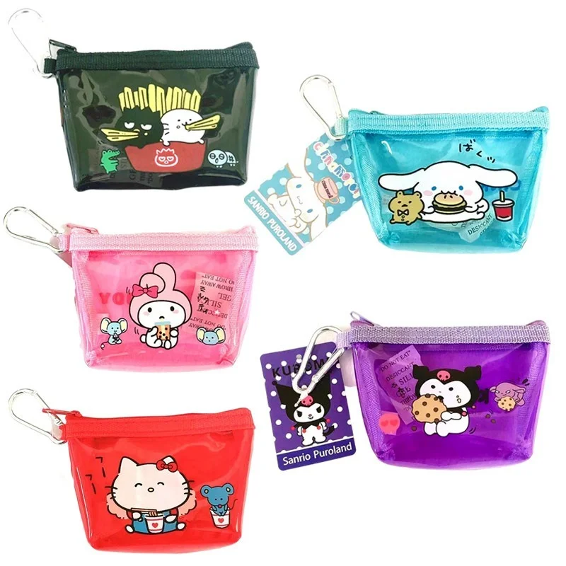 

Cute Anime My Melody Cinnamoroll Kuromi Cat PVC Coin Purse Kawaii Keychain Bag Pendant Transparent Wallet Gift