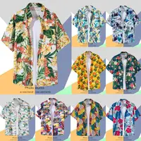 Men's Hawaiian Shirt Retro Printing Single-breasted Beach Short-sleeved T-shirt Summer Holiday Masquerade Clothing 1