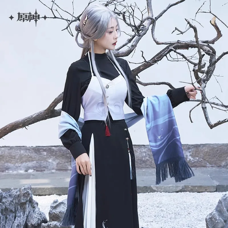 [Genuine] Scarf Genshin Impact Official Merch miHoYo Original Theme Series Shenhe Scarf Cosplay Couple scarf Anime Birthday Gift