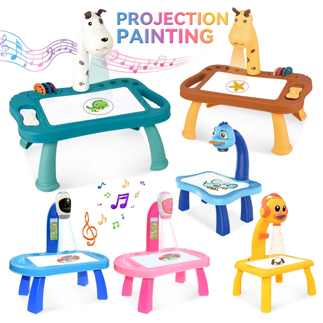 Kids Led Projection Drawing Suitcase Art Drawing Board Table Toys Set  Educational Learning Paint Tools Art Toy for Children - AliExpress