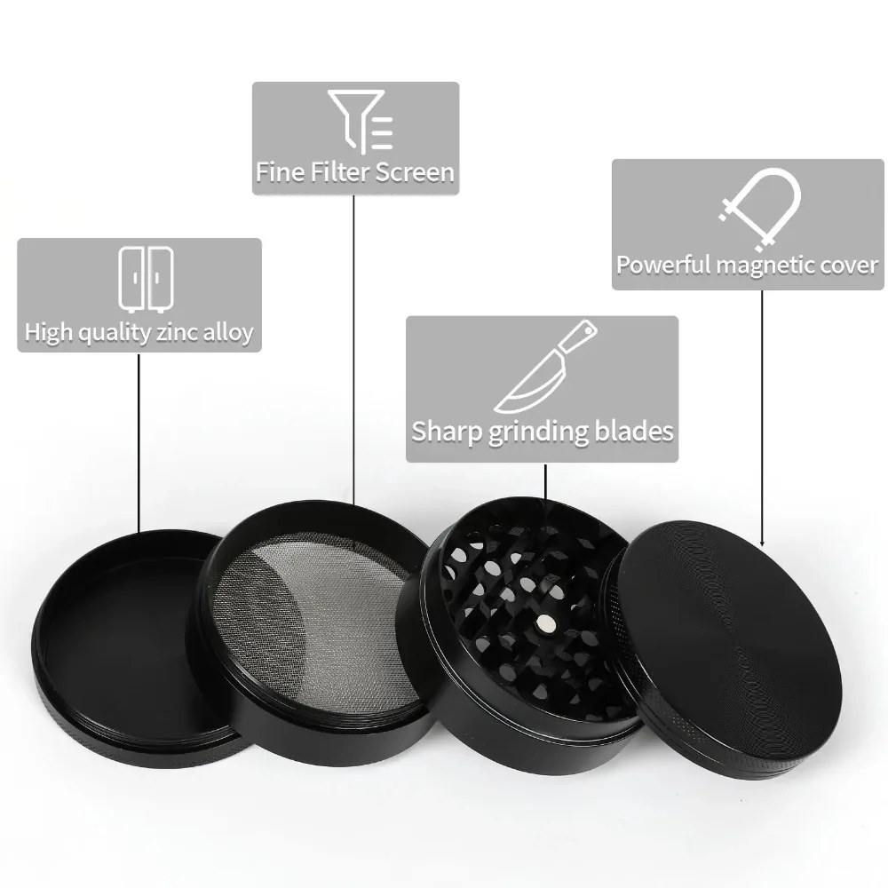 Zinc Alloy 40mm Herbal Grinder Metal Cigarette Shredder Spice Grinder Grinding Machine Tobacco Grinder Smoking Accessories