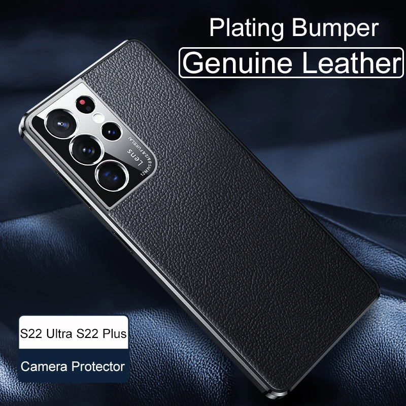 

Чехол для Samsung Galaxy S22 S21 Plus, из натуральной кожи