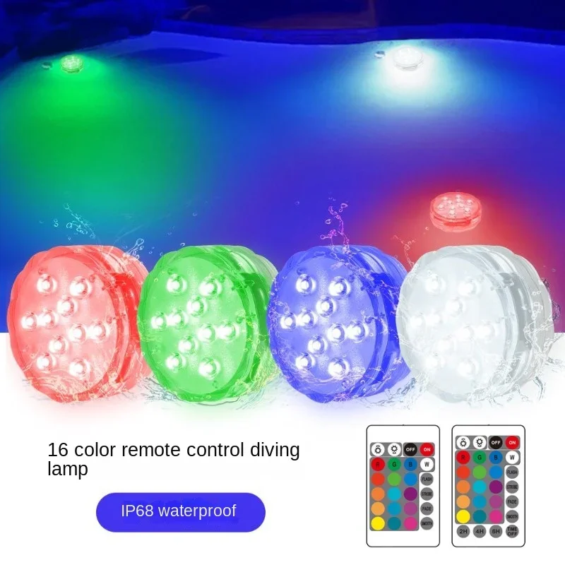 Pool Lights RGB LED Underwater Light 10LEDs Submersible Night Lamp Battery Powered Garden Swimming Pool Lights Wedding Party Vase