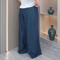 Women's Plus Size Lightweight Lyocell Jeans Culottes High Waisted Wide Leg Pants With Draped Ice Silk Fabric For Spring Summer - Image 5