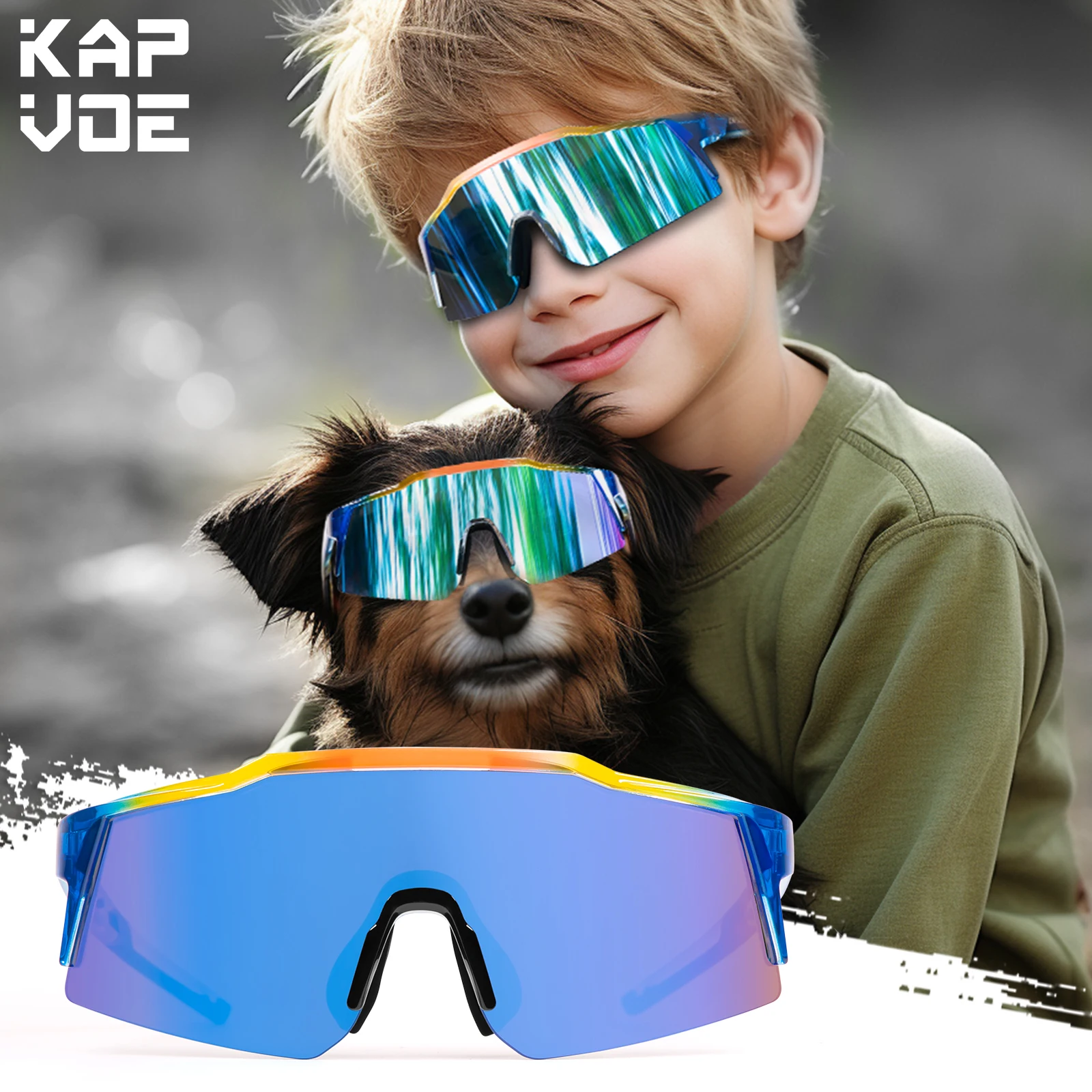 Kapvoe Kids Cycling Sunglasses MTB Fishing Sport Bicycle Glasses UV400  Child Camping Goggles Boys Girls Outdoor Bike Eyewear