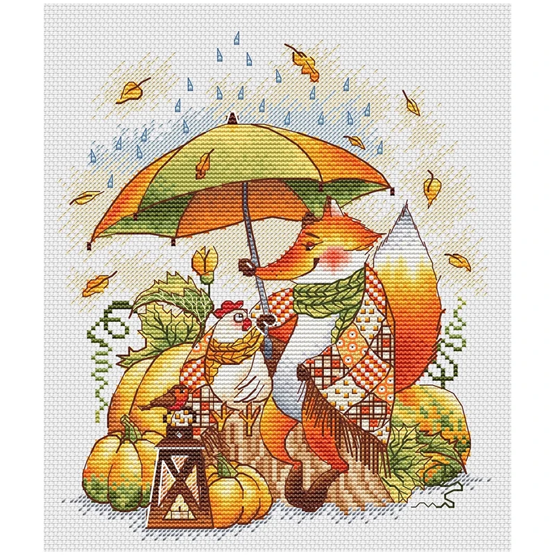 

Autumn Gathering Animals Patterns Counted Cross Stitch 11CT 14CT 16CT 18CT DIY Cross Stitch Kits Embroidery Needlework Sets