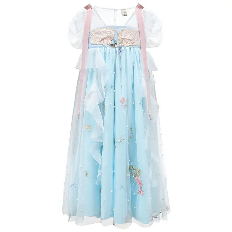 

Girls Mermaid Fancy Tutu Dress Headband Costume Kids Princess Robe Birthday Party Halloween Clothes Tulle Vestidos Chinese Dress