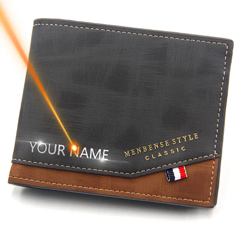 Krátce muži wallets štíhlý klasický valuta kapsa fotka držák malý pánský náprsní taška tisk kvalita karta držák matného kůže muži kabelky