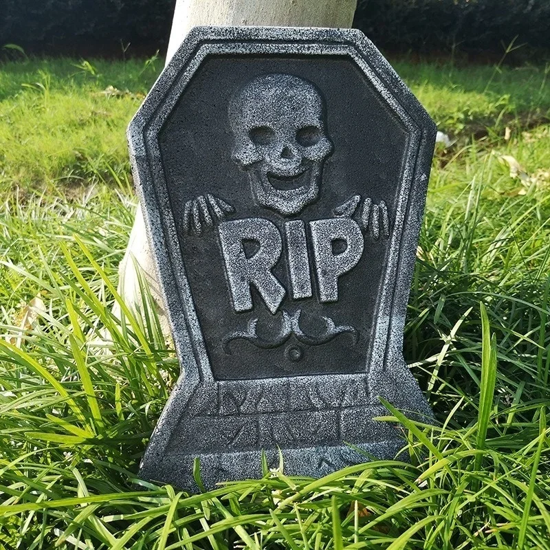 Foam Tombstone Decoration Haunted House RIP Stone Horror Props Party Decoration Skull Tombstone Garden Decoration